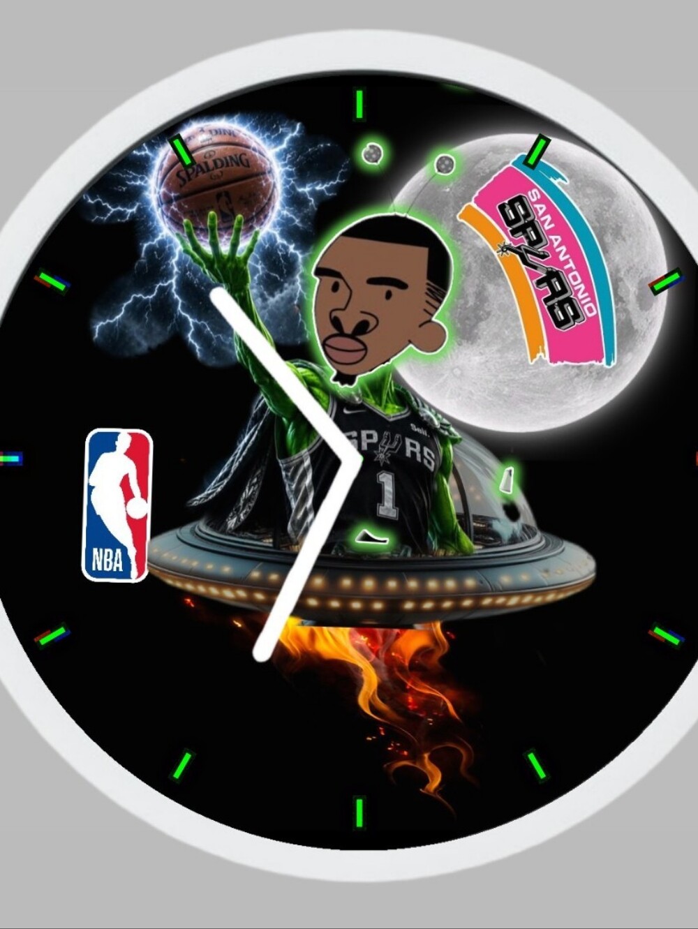 San Antonio Spurs Black & Green LED Wall Clock by